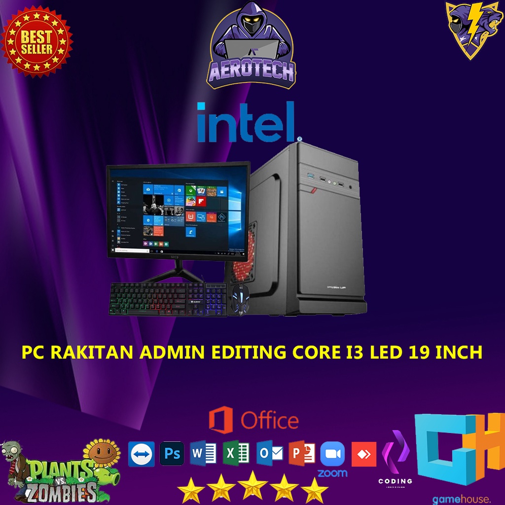 PC Rakitan CORE i3 2120 VGA 2 GB Full SET Led 19 Inch Untuk Gaming Editing Desain SIAP PAKAI NEW GARANSI 1 Tahun