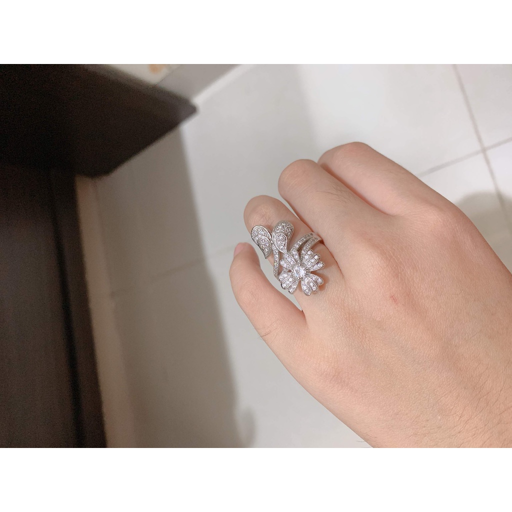 JT - Cincin Sterling Silver Xuping Hias Kristal berlian Gaya Mewah Untuk Wanita