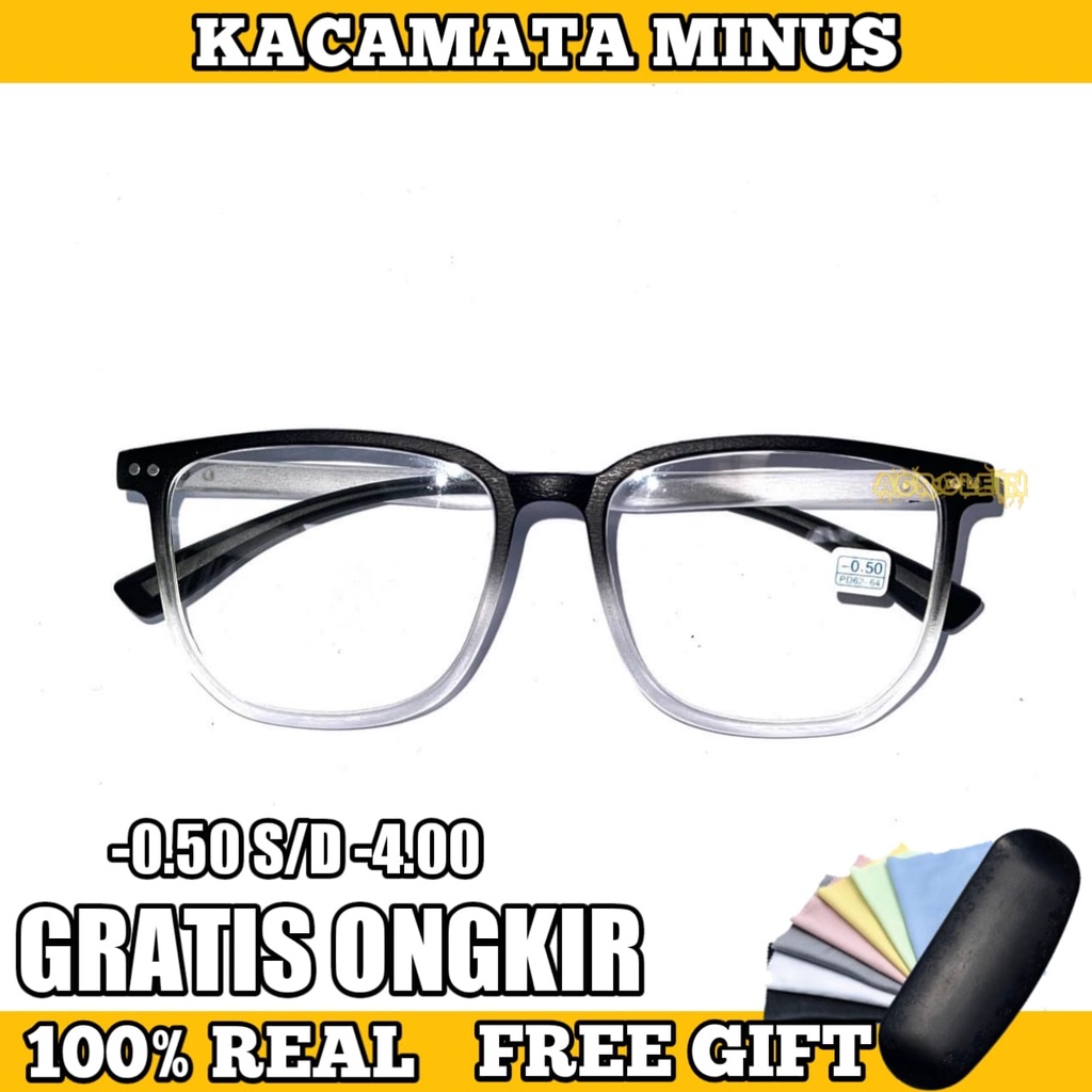 Promo Kacamata Minus Lensa Rabun Jauh -0.50 s/d -4.00 Free Box Dan Lap