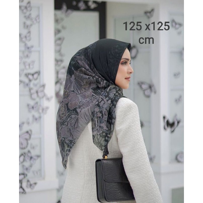SALE HIJAB / SYARI JILLAA HITAM UNGU / COD / KERUDUNG VOAL MOTIF / SEGI EMPAT VOAL / JILBAB TERBARU 