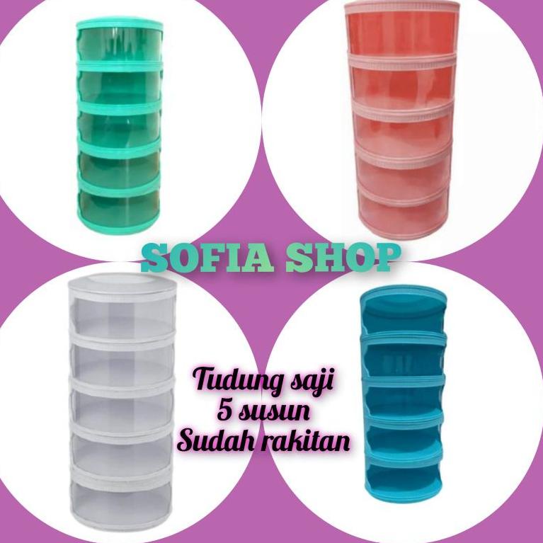 RECOMENDED 2kg tudung saji warna 5 susun 5 tingkat K BIRU TOSKA PUTIH