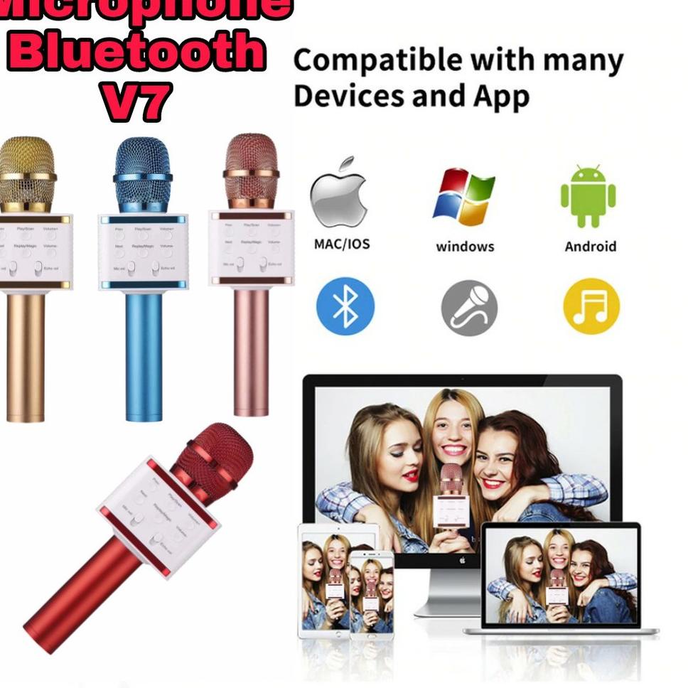 ✭ Mic Karaoke Microphone Bluetooth Karoke Portable Mikrofon Wireless WSTER New Smule V7 ✲