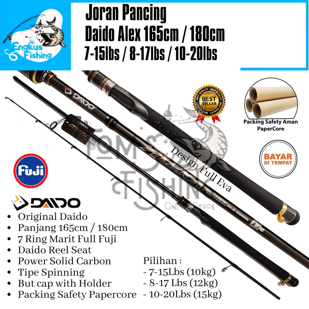 Joran Pancing Daido Alexa Solid / Japan style 150cm - 180cm (8kg-15kg) Fuji Carbon Solid - Engkus Fishing