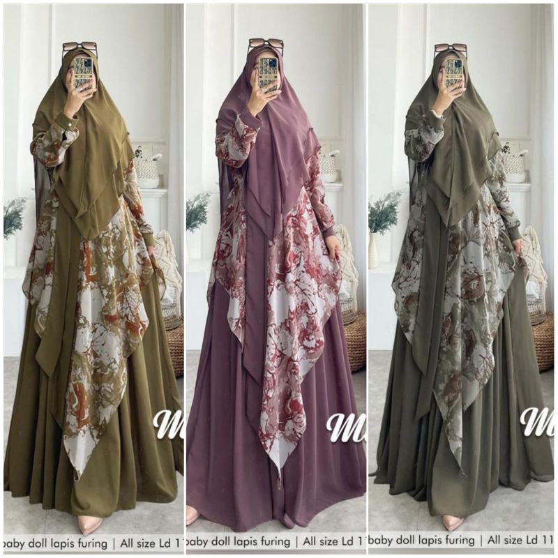 MARWAH SYARI/GAMIS SYARI JUMBO LD 110 PESTA PARTY DRESS PREMIUM CERUTY BABYDOLL MUSLIM MODERN MEWAH 