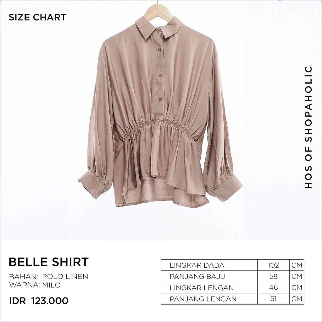 Hosofshopaholic - BELLE SHIRT - Atasan - Kemeja Wanita - Kerut - Baju Lengan Panjang - All Size