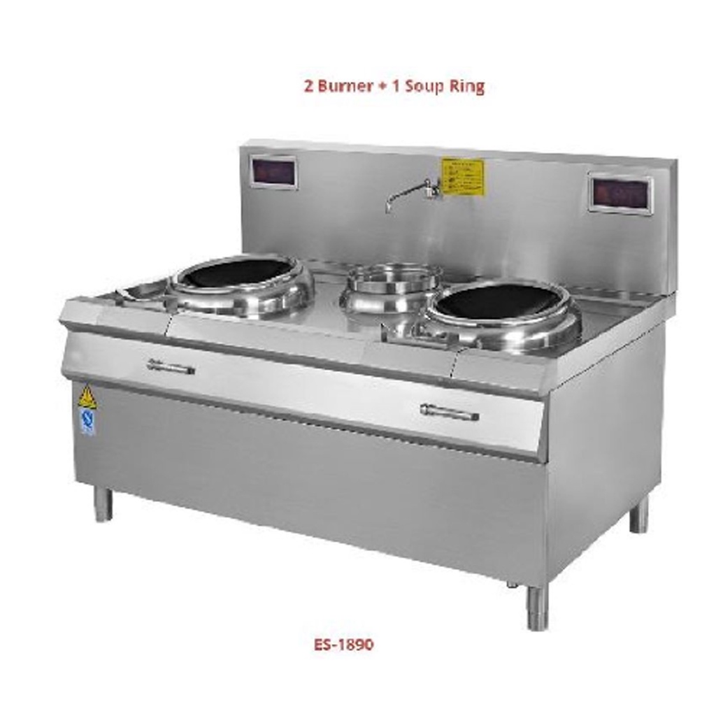 Getra ES-1890 S/S Electric Kwali Range - Kompor Induksi 2 Burner + 1 Soup Ring - Kompor Listrik Rest