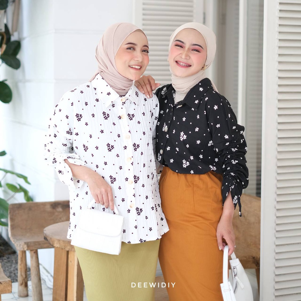 BLOUSE MOTIF BUNGA WANITA / KEMEJA KERJA WANITA / KEMEJA JUMBO WANITA / BAJU BUSUI / IVY BLOUSE DEEWIDIY