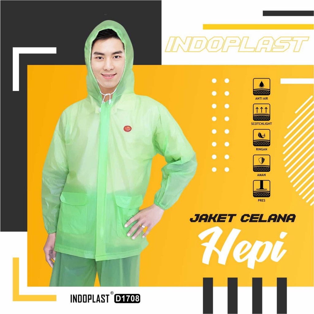 FELWINSHOP Jas Hujan Murah Hepi Bahan PVC Lentur Jaket Celana Dewasa Mirip Midi dan Ceria