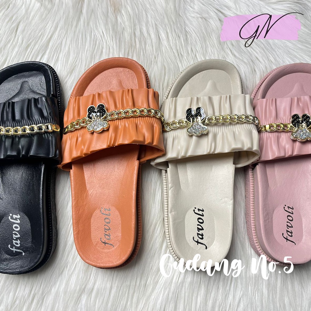 GN-1603-A1 &amp; A2 Sandal Selop Jelly Rantai Fashion Wanita Import Favoli PCU