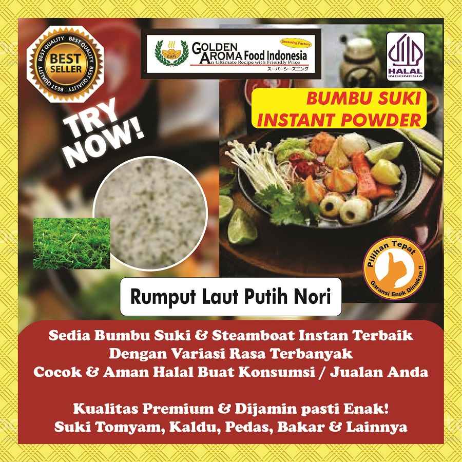 

BUMBU SUKI INSTAN Rumput Laut Putih Nori 1Kg Steamboat Shabu Hotpot Rasa Seaweed Kiloan 1 Kg Halal Sabu Kuah Soup Original Stemboat Steambot Steamboot Sukiyaki Grill Bakar Instant Gafi Seasoning Powder Murah Enak Terbaik Premium Promo bukan Warasa