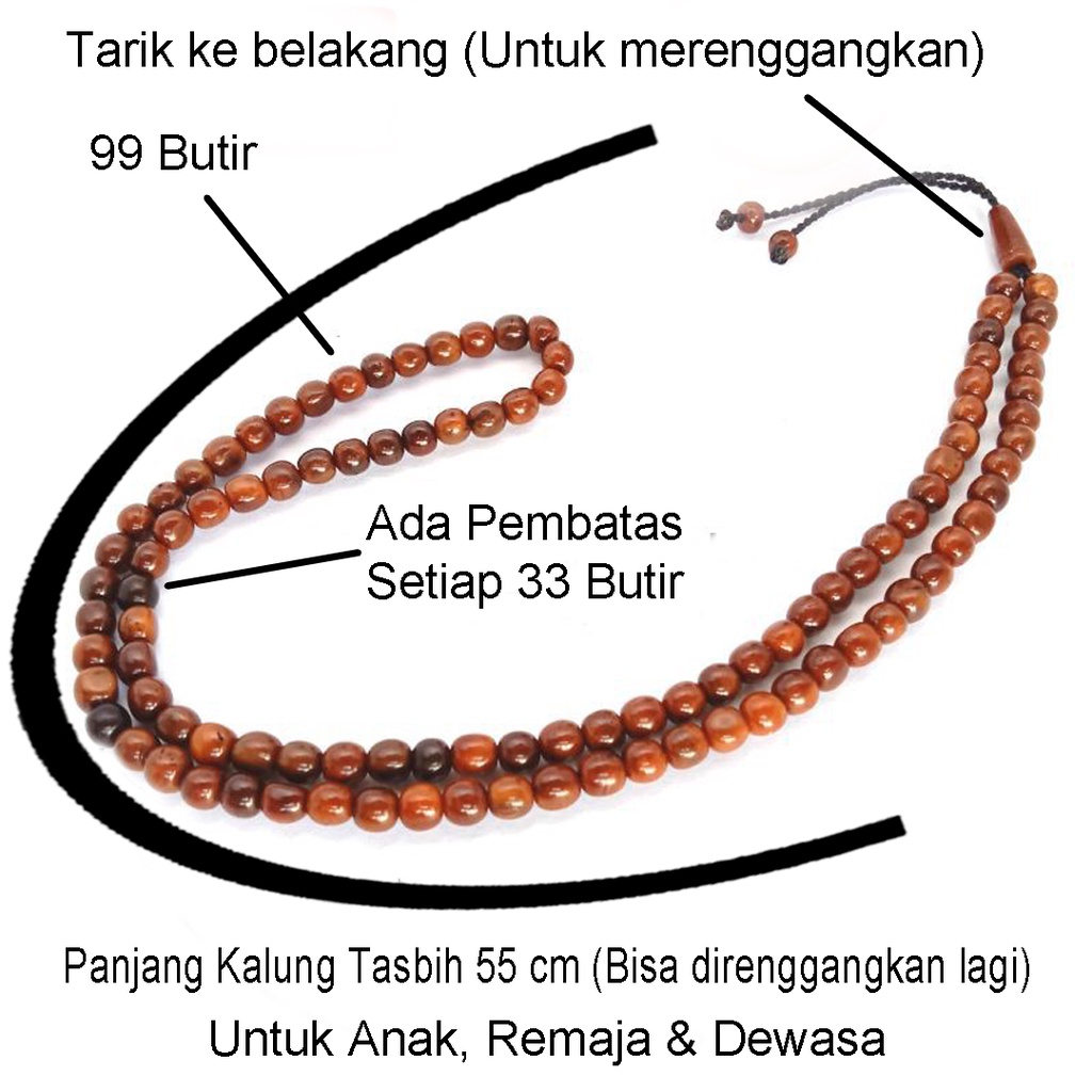 [✅COD] Kalung Tasbih Kayu Kesehatan 99 Butir Kaokah Koka Kokka Kaoka Kaukah Kokah Hitam Couple Pria Wanita Asli Original