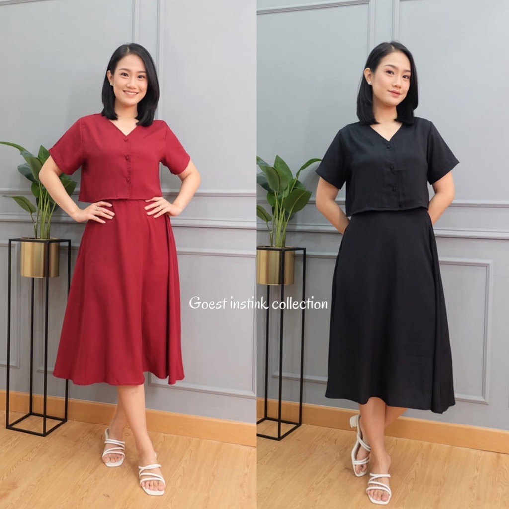 S~XXXXL Baju Setelan Wanita FREYA Blouse And Skrit Size Jumbo