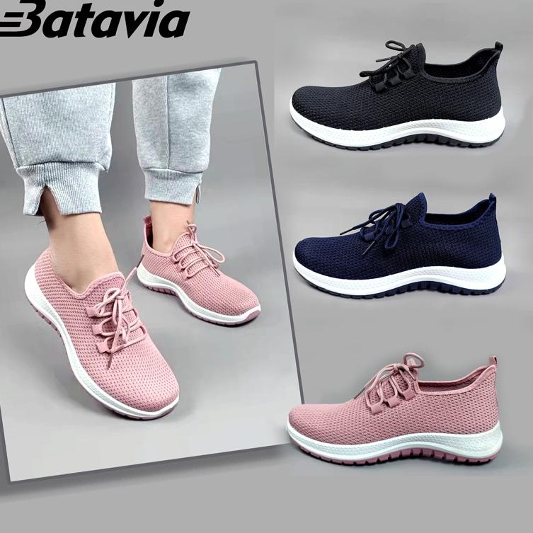 BIG SALE Batavia 2023 baru sepatu impor wanita rajut premium bernapas olahraga bebas biaya kirim Bat