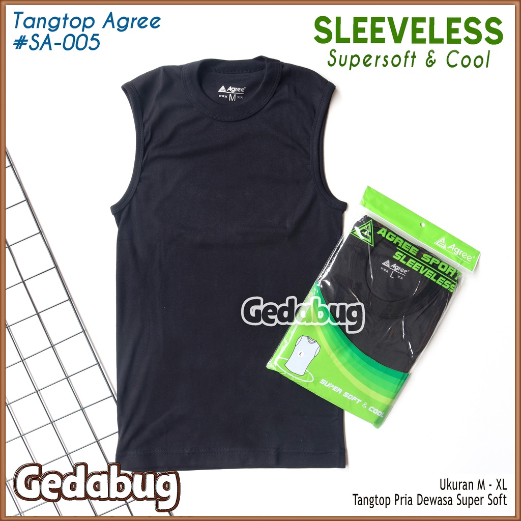 Tangtop Pria AGREE SA-005 | Kaos Dalem pria dewasa Polos Cotton Supersoft | Gedabug