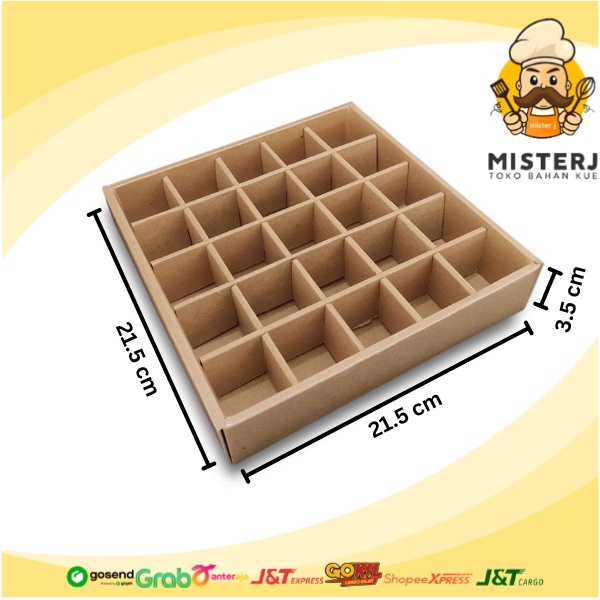 Box Mika Sekat | 25 Lubang + Tutup Mika | 1 Pcs | Box Coklat | Box Merah | Box Hijau Sablon Lebaran 