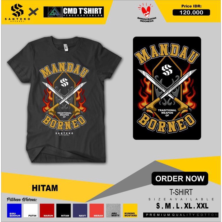 Kaos Borneo MANDAUT Dayak Original 0147  - SANTEKO Apparel