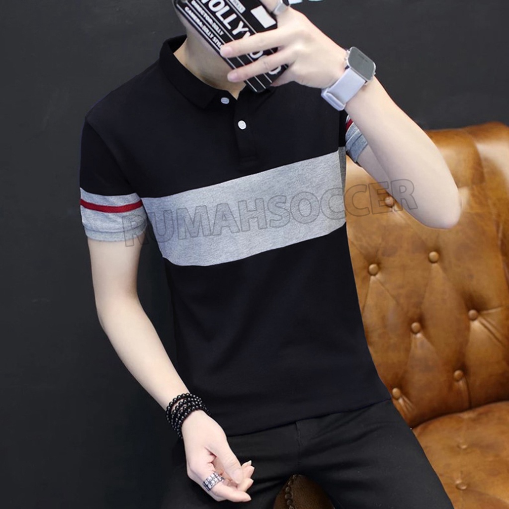 Kaos Pria Formal Lengan Pendek BLADE Kerah Polo Shirt Man Dewasa Bahan Katun Adem Asli Bandung