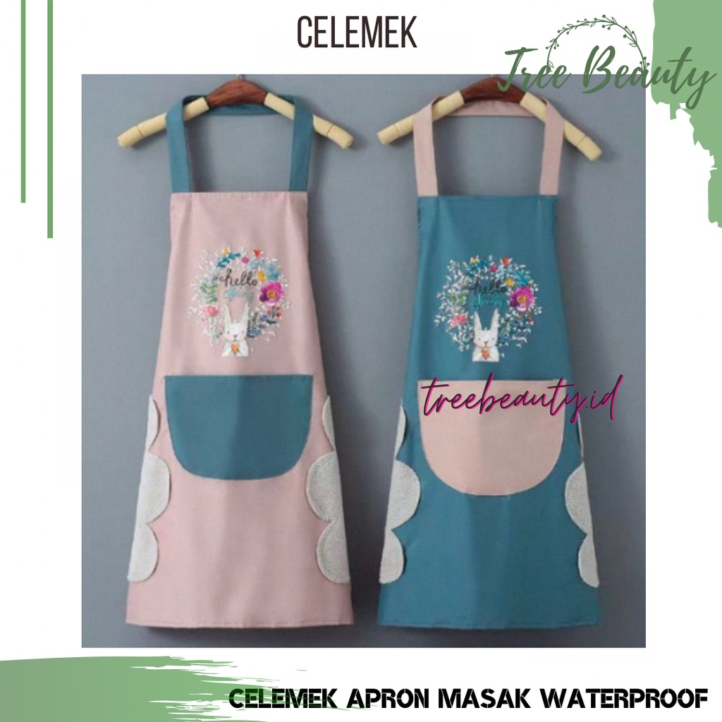 Celemek Apron Masak Karakter Waterproof Anti Minyak / Celemek Anti Air Bahan Kain Premium Quality