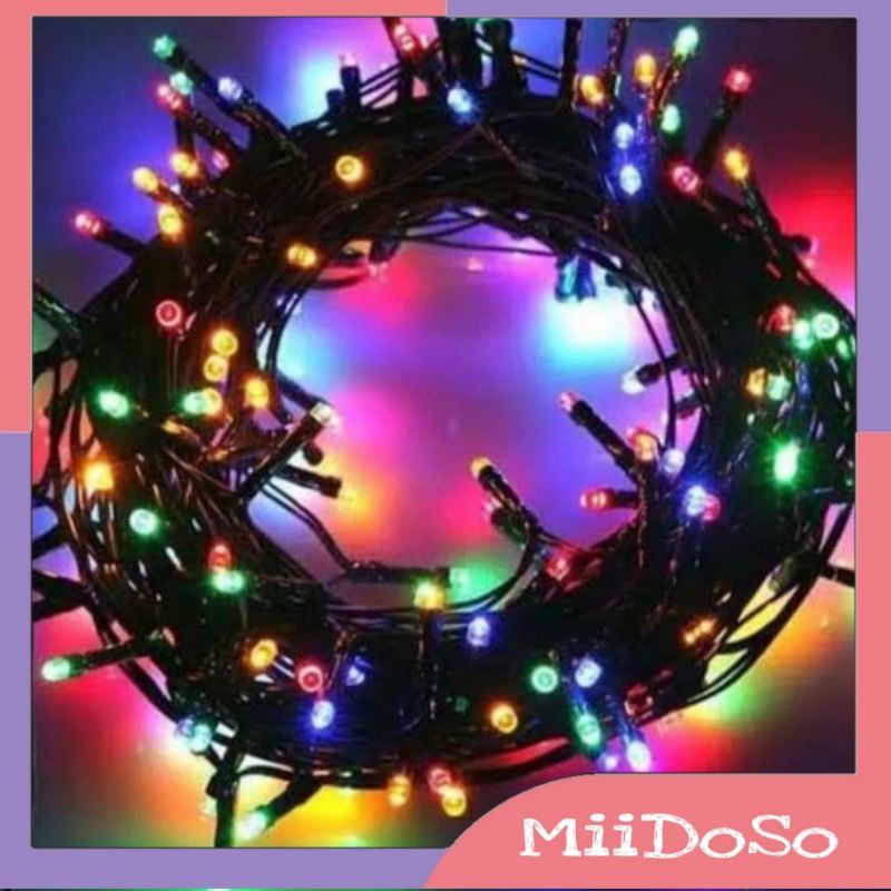 8 Mode✅Lampu Natal  / Christmas Light LED PREMIUM - 60L - RGB  - Kabel Hitam