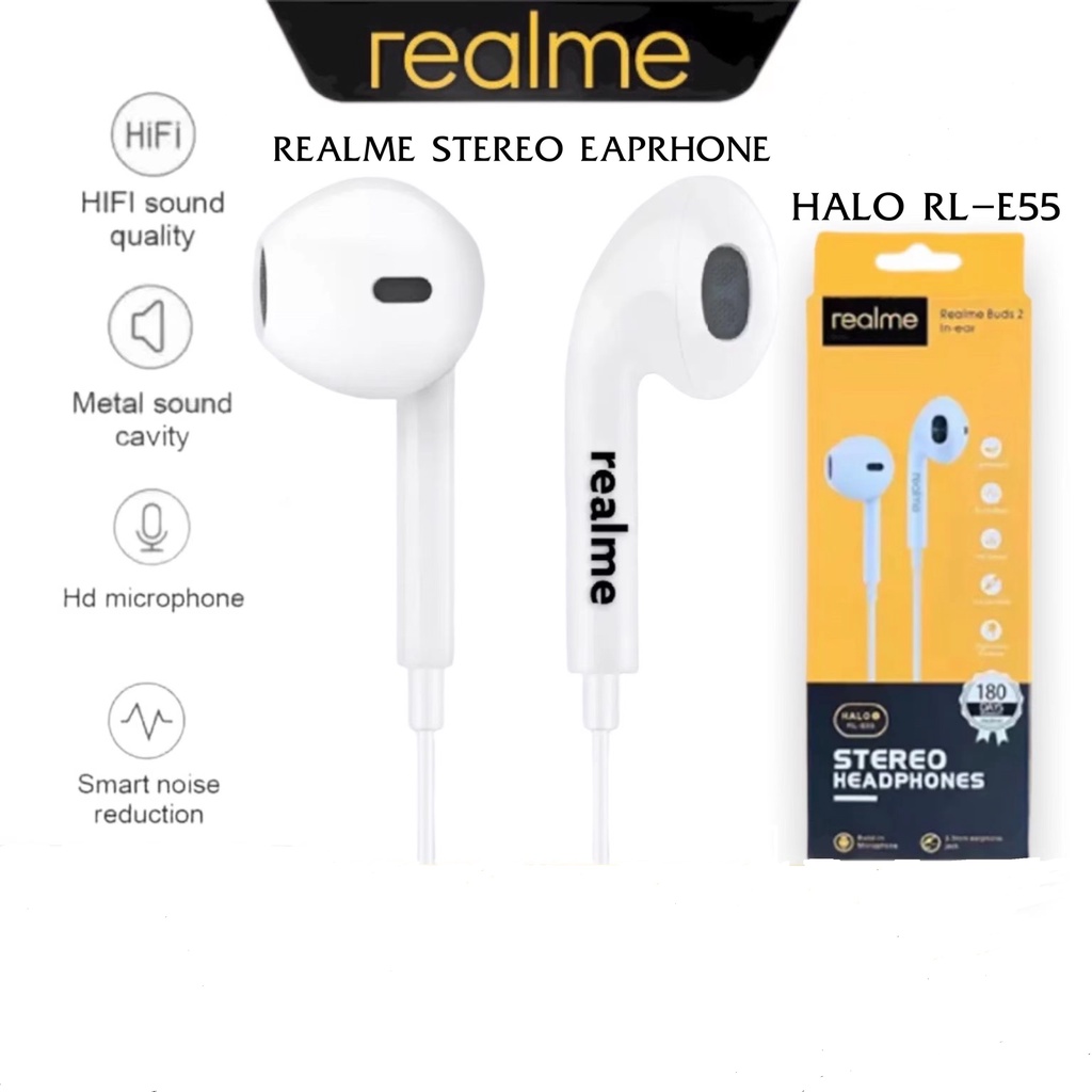 Headset REALME RL-E55 STEREO Handsfree REALME RLE55 STEREO Earphone REALME RL-E55 STEREO BASS