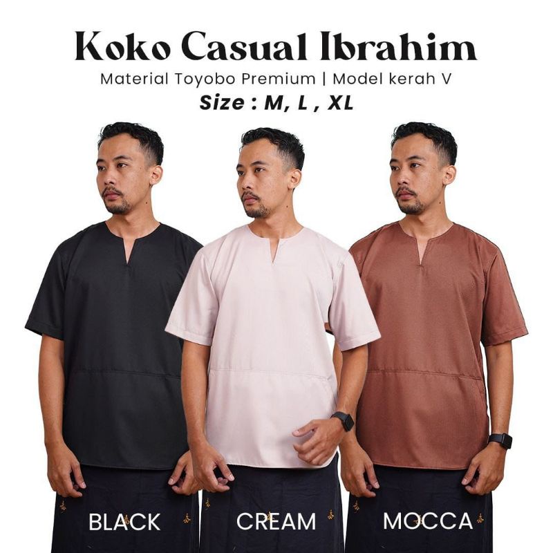 Koko Casual Ibrahim/  Koko/  Muslim/  Lebaran/  tangan pendek/  Gamis/  Taqwa/ Casual/ Grosir baju t