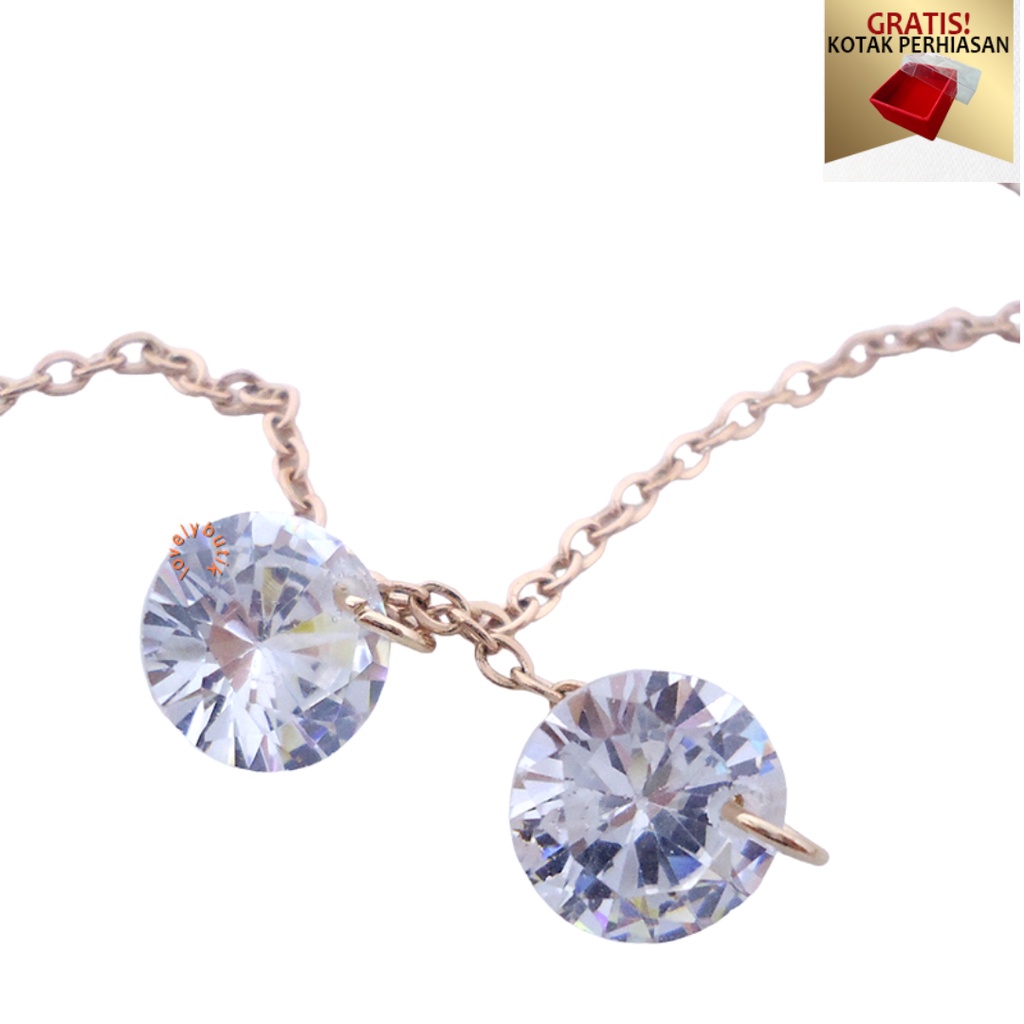 Kalung Set Anting Titanium anti karat Summer Model Permata Terbaru - Lovelybutik