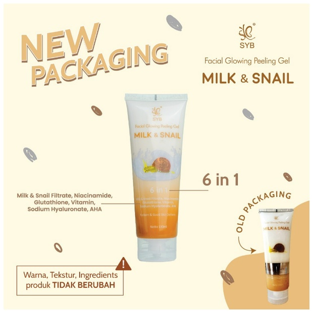 SYB Facial Glowing Peeling | Gel Aloe Vera - Milk &amp; Snail - Charcoal - Peeling Wajah Original