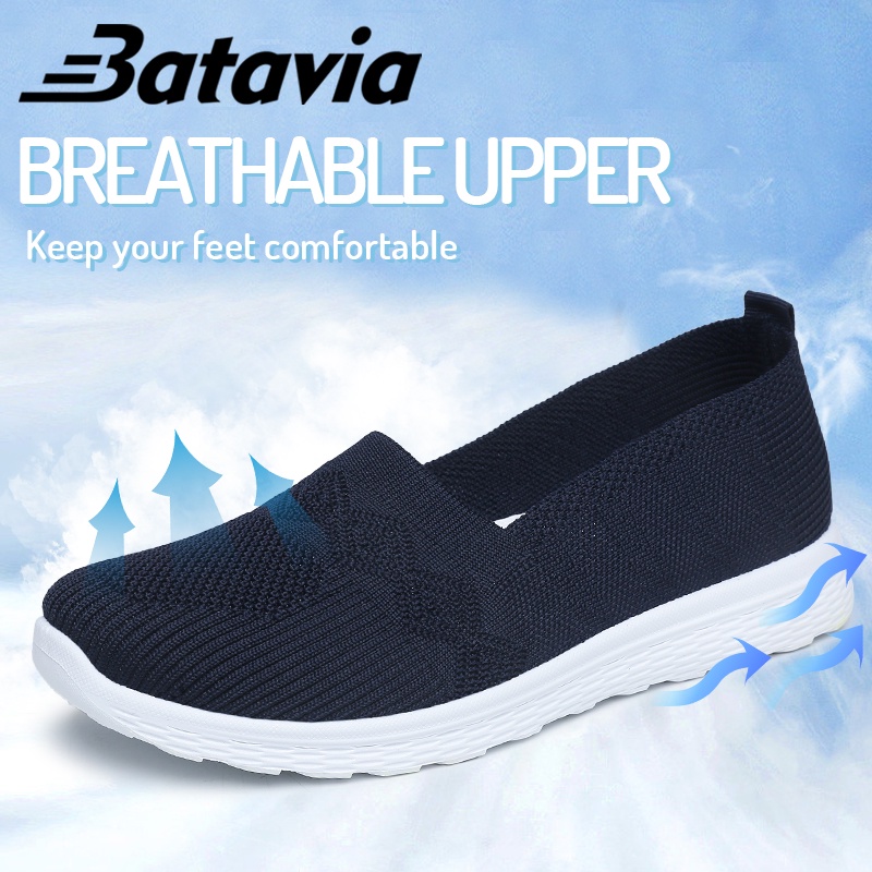 Batavia 2023 baru import sepatu flat wanita slip on sepatu wanita rajut bernapas sepatu wanita Fashion premium sepatu ibu Shoes sepatu datar kanvas shoes wanita  sepatu wanita korea A166