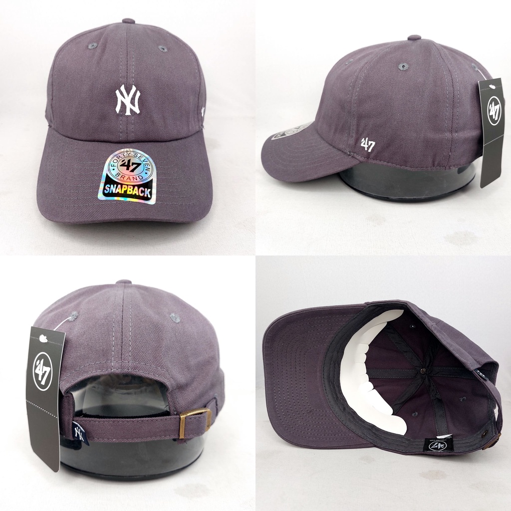 TOPI SNAPBACK MELENGKUNG NY  ABU LOGO KECIL