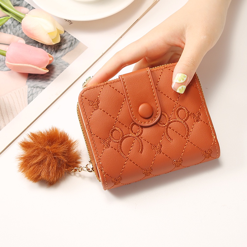 2023 Dompet Wanita Kecil Bersulam Mickey Mouse Baru Dompet Mini Elegan Berwarna Solid Untuk Wanita Dompet Wanita Impor Fashion Dompet Ritsleting Lipat Murah (SC-10)