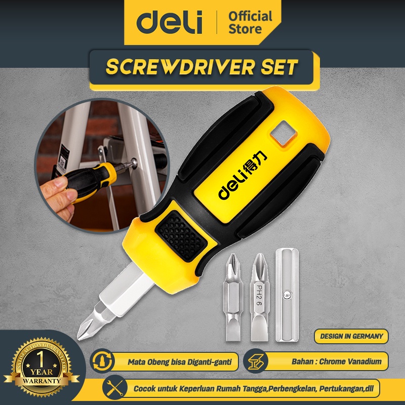 Deli Screwdriver Set / Set obeng mini dua sisi DL260106