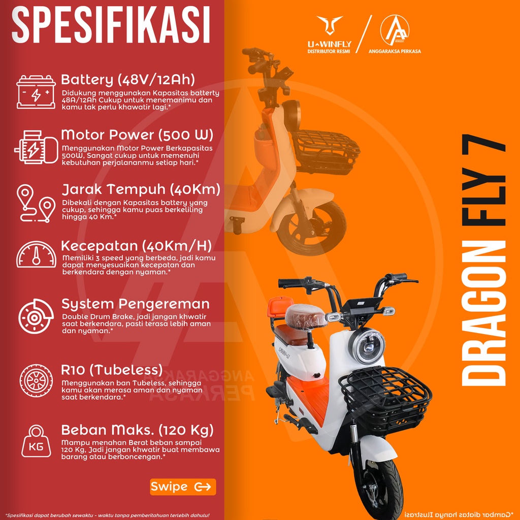 SEPEDA LISTRIK UWINFLY DRAGON FLY 7/ DRAGON FLY 7 / DF7