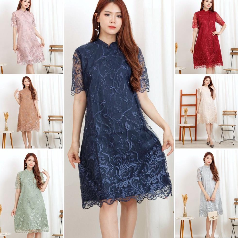 HARGA SPESIAL (Ada RealPict) Dress Shanghai Brukat Bordir Tullle Shanghai Glitter Brokat Tille Broka