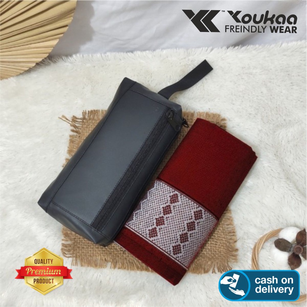 Sarung Travel Untuk Sholat Dengan Kemasan Pouch Waterproof  Motif Polos tenun timbul Doby Sisik Naga