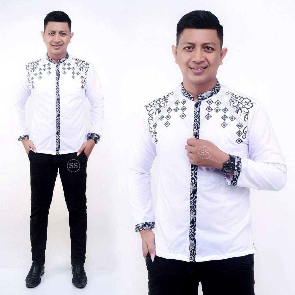 BAJU KOKO BORDIR PRIA DEWASA MOTIF CATUR PANJANG