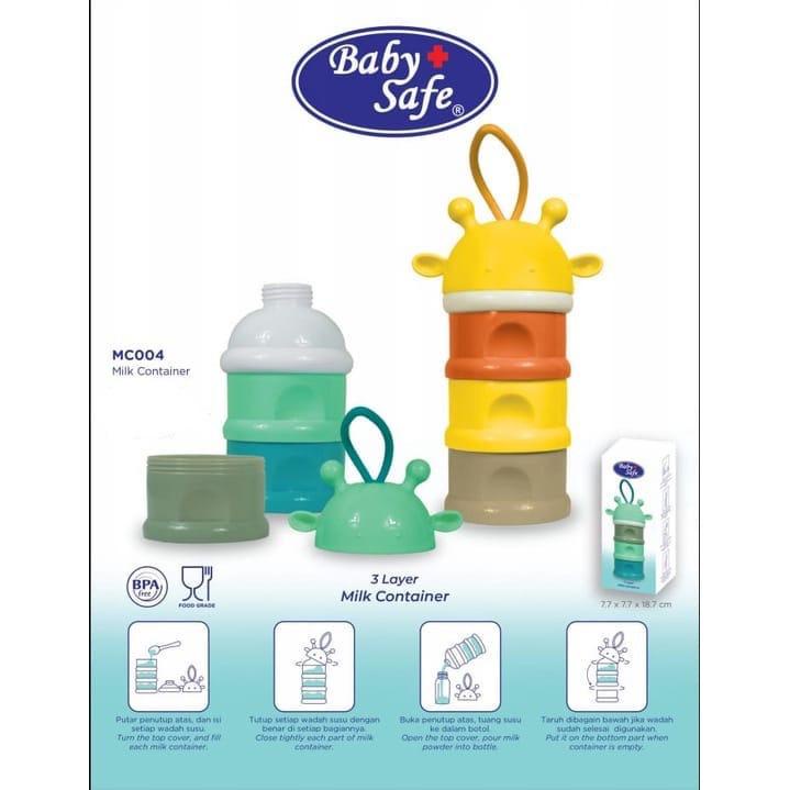 Baby Safe Milk Container Susu Multi Layer MC004 / Tempat Susu Bayi Babysafe / Wadah Susu BabySafe