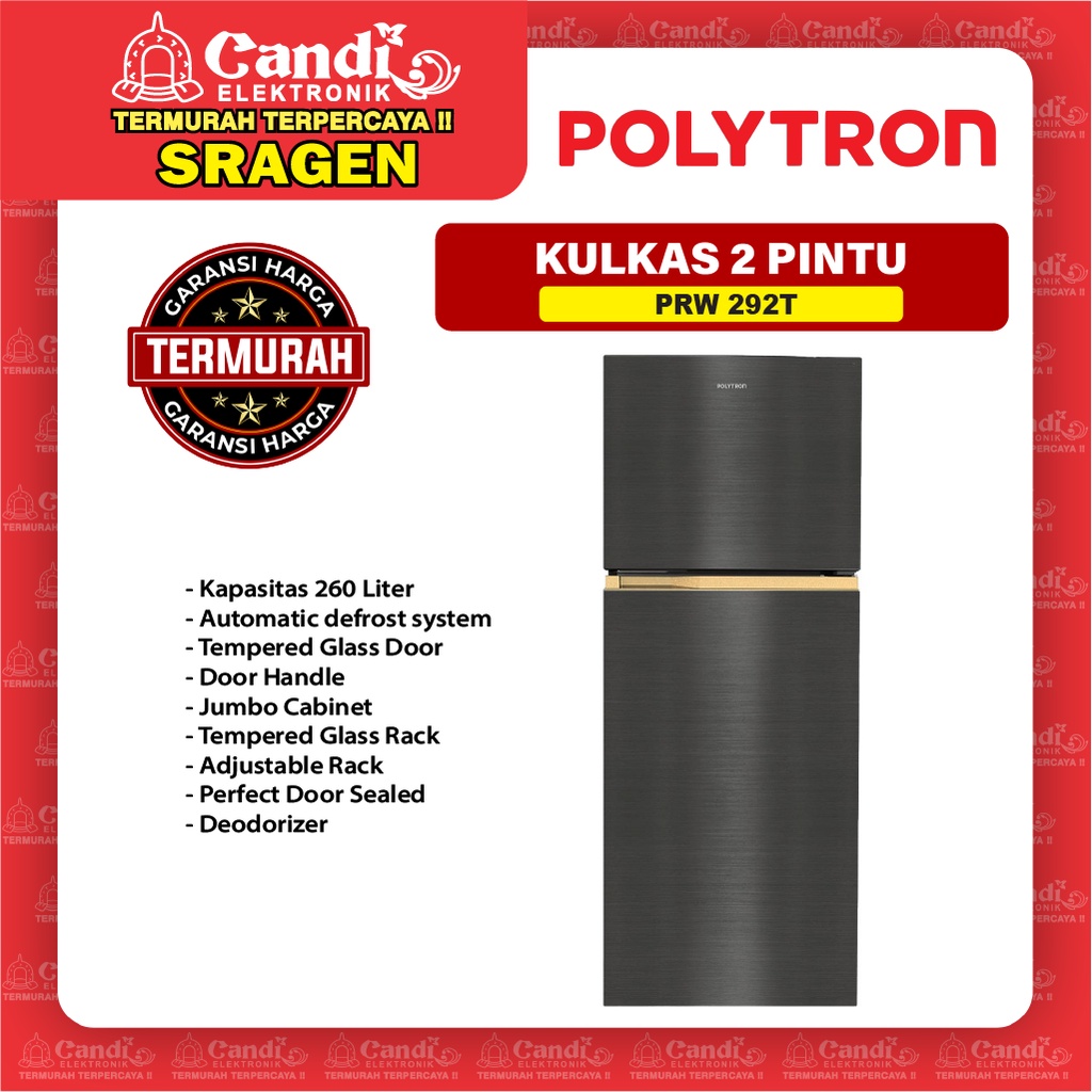 POLYTRON Kulkas 2 Pintu 260 Liter PRW 292T