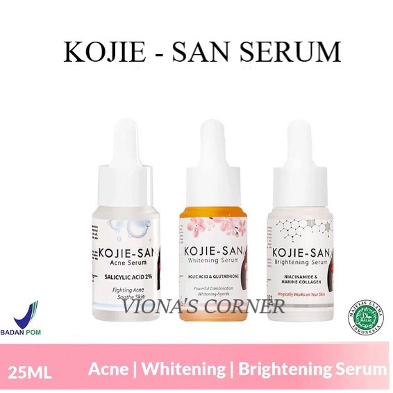 Kojie-San Serum  Niacinamide Brightening Serum Kojic Acid / Whitening Serum / Salicylic Acid Acne Serum BPOM