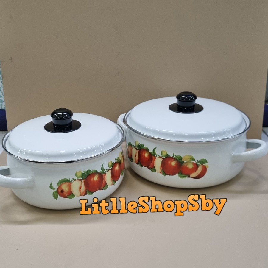 Panci Enamel Set 22cm 24cm Motif Sayuran LisaSet