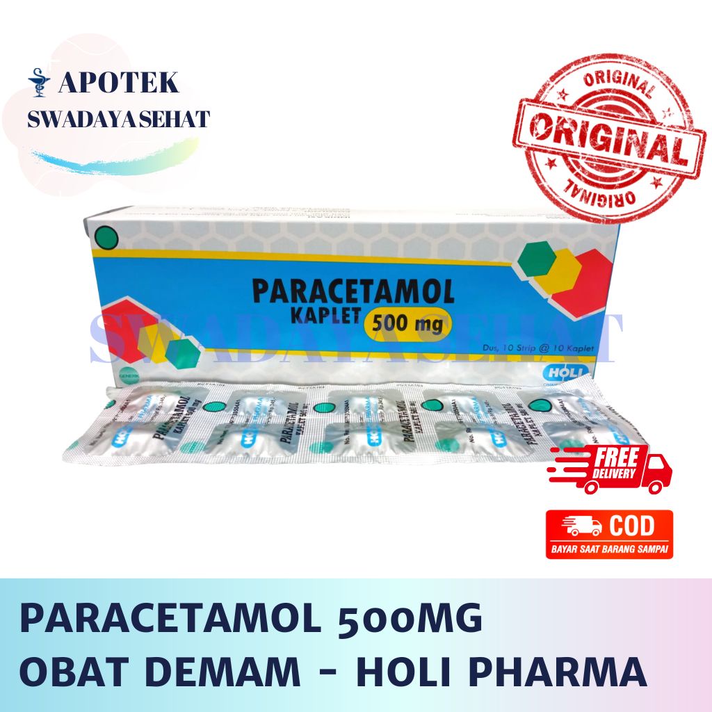 PARACETAMOL 500MG HOLI PHARMA Strip 10 Tablet - Obat Demam Penurun Panas Sakit Kepala