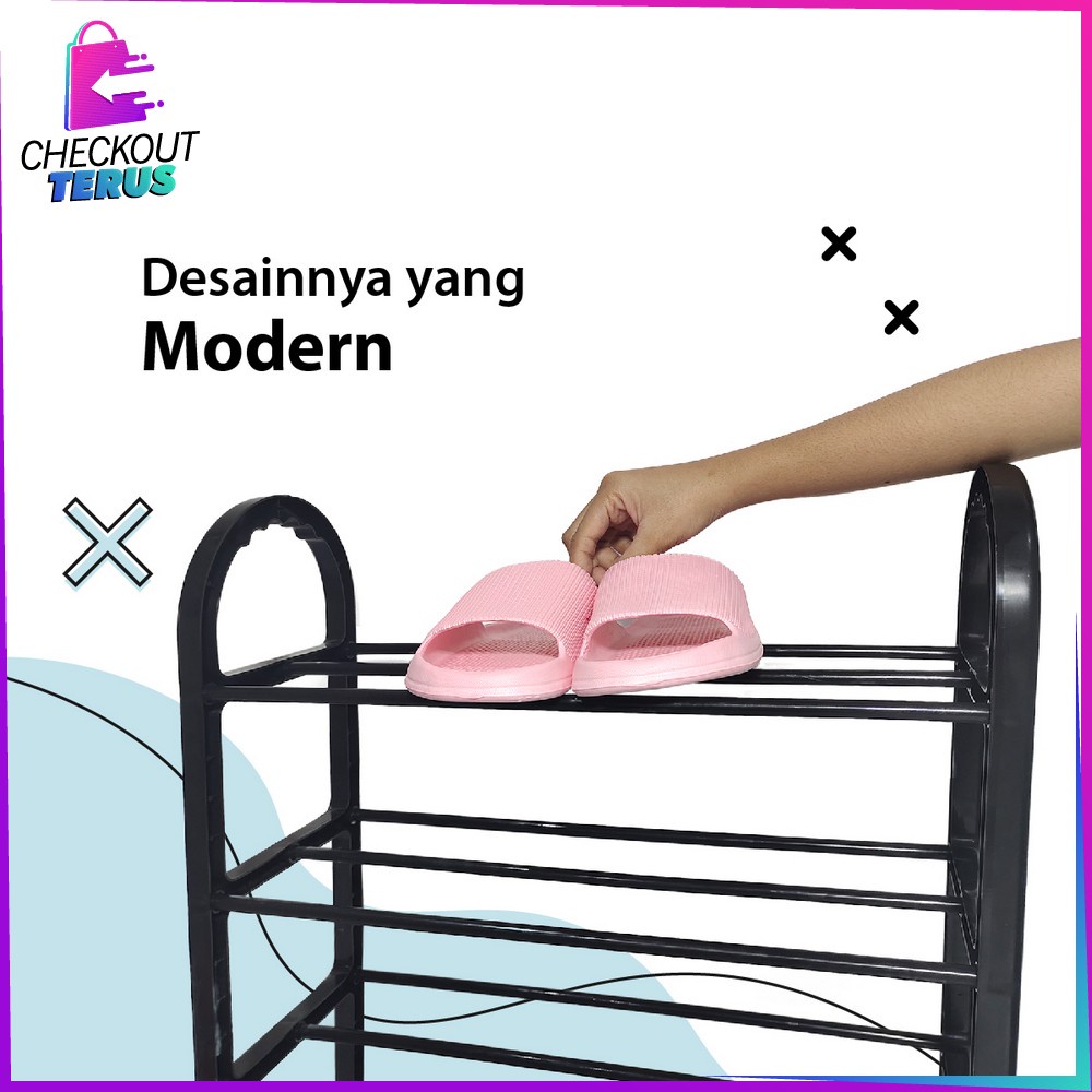 CT C807 Rak Sepatu Sandal 4 Tingkat Penyimpanan Multifungsi Shoe Rack Rak Susun Portable Plastik Tempat Sepatu Home Organizer