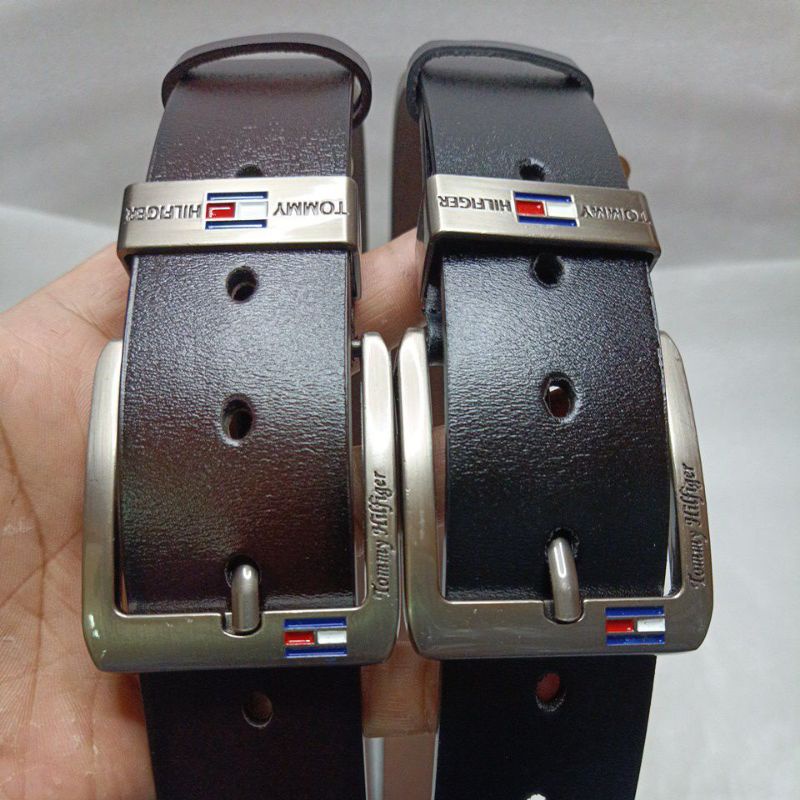 Ikat Pinggang Pria Kulit Import TOMMY HILFIGER || Ikat Pinggang Jarum Lubang Formal Sabuk Kerja