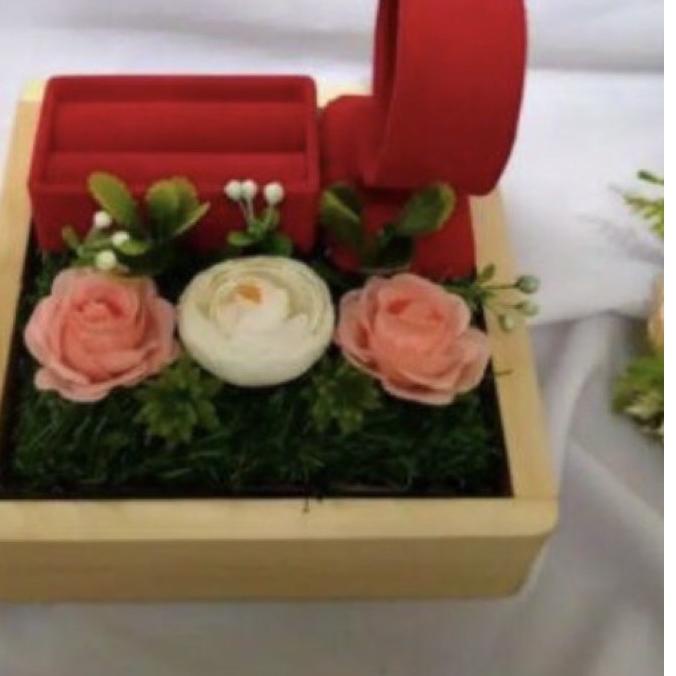 ✶ seserahan tempat cincin dan gelang hantaran kayu rustic dengan tutup mika ►