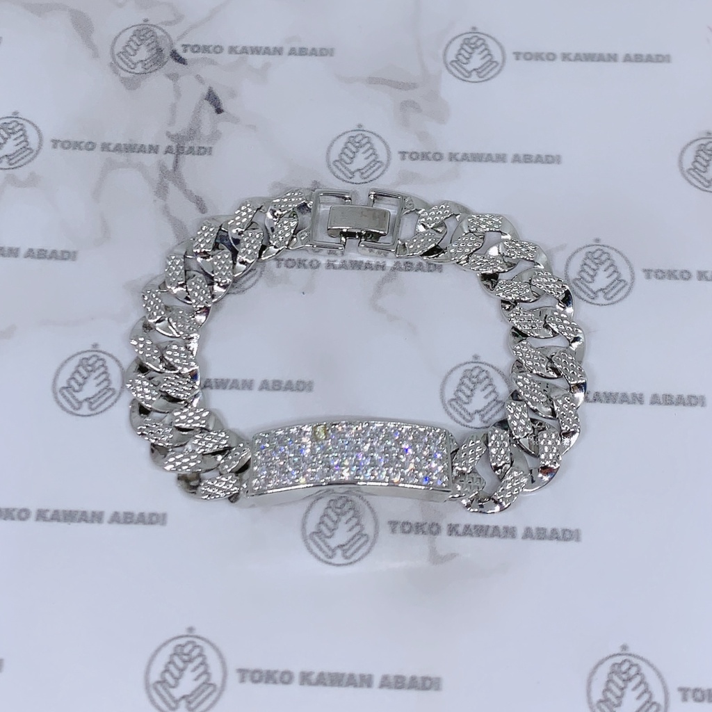 Xuping Silver Gelang Tangan Wanita Model Rantai Sisik Naga Permata *83