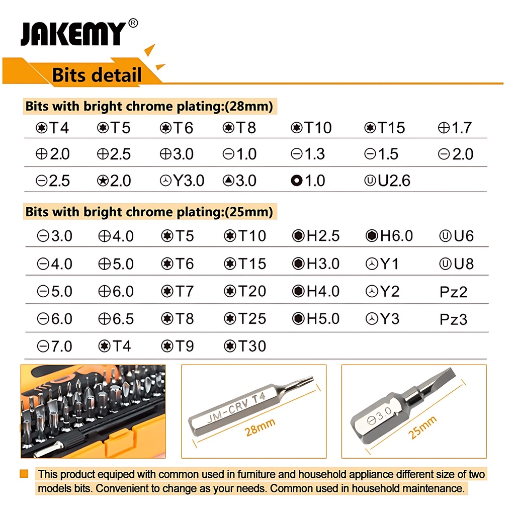 Jakemy 57 in 1 Obeng Set Torx hex Pozi Slotted Phillips Tool Kit - JM-6092A