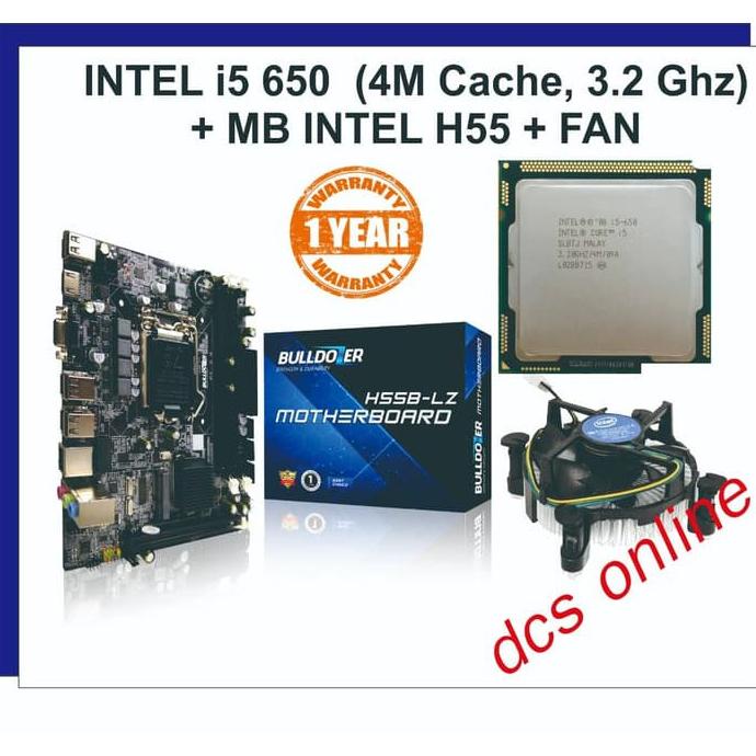 PAKET MOBO MOTHERBOARD INTEL H55 BULLDOZER + INTEL CORE i5 650