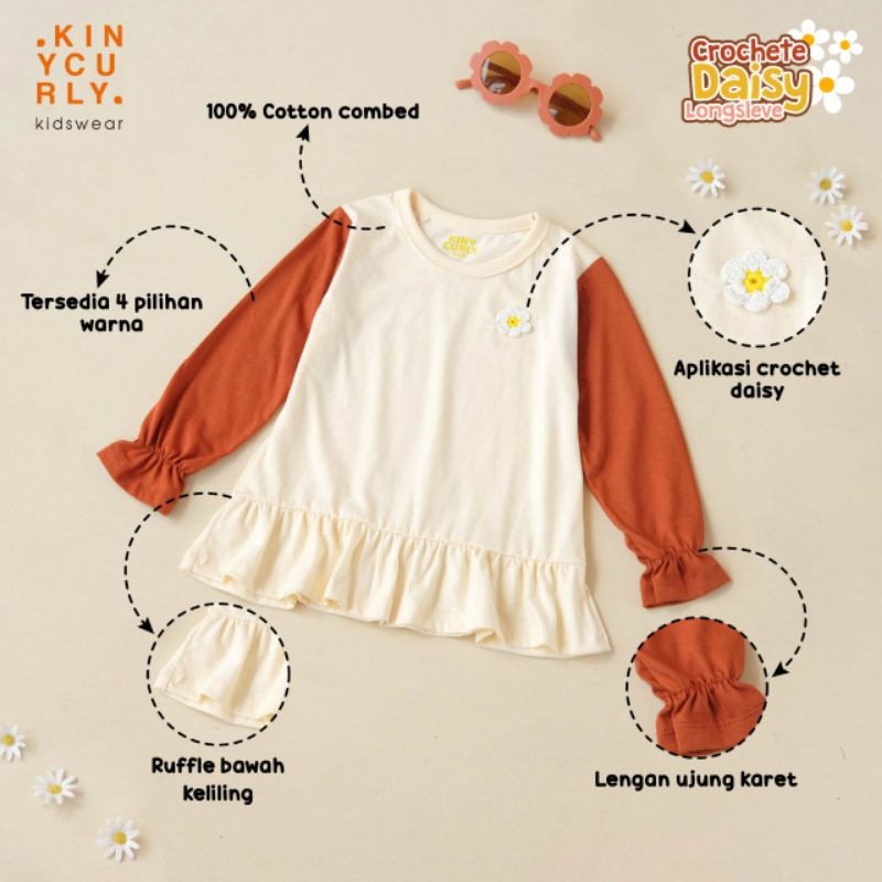 Tunik Anak Daisy Longsleve Kinycurly Original Kaos Lengan Panjang Super Premium