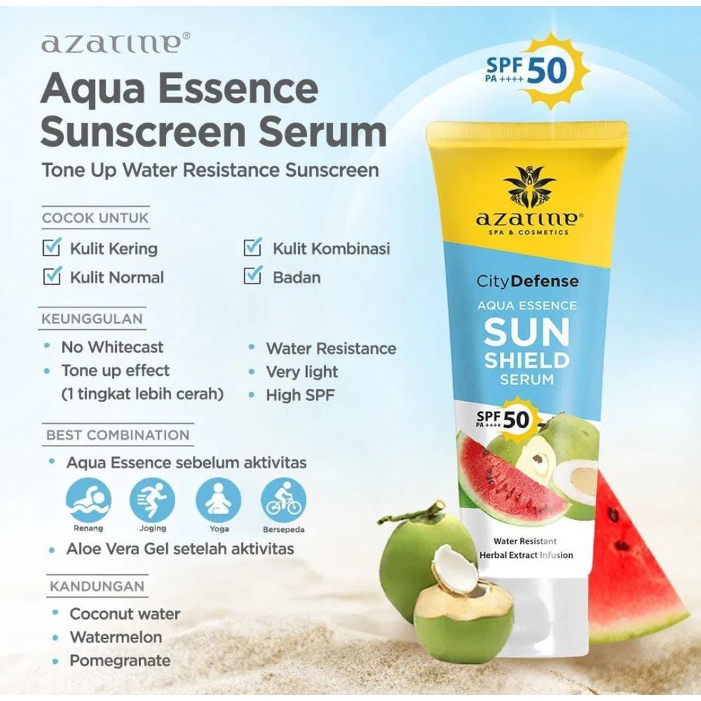 AZARINE CITY DEFENSE AQUA ESSENCE SUN SHIELD SERUM SPF 50/ SUNSCREEN SERUM