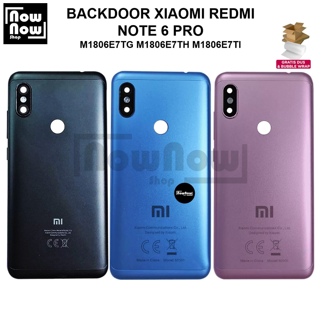 Backdoor Tutup Belakang Baterai Xiaomi Redmi Note 6 Pro M1806E7TG M1806E7TH M1806E7TI Backcover Back Casing Housing Cover Belakang Back Case Panel Replacement