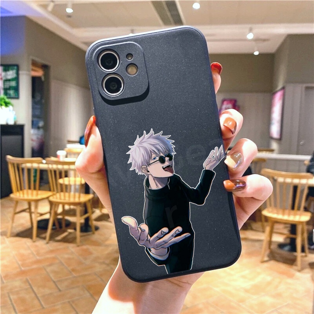 iP Gojo Jujutsu Kaisen Case iPhone Square Edge TPU Softcase 6s 7 8 X XS XR 11 12 Mini 13 Pro Max 14+ Plus